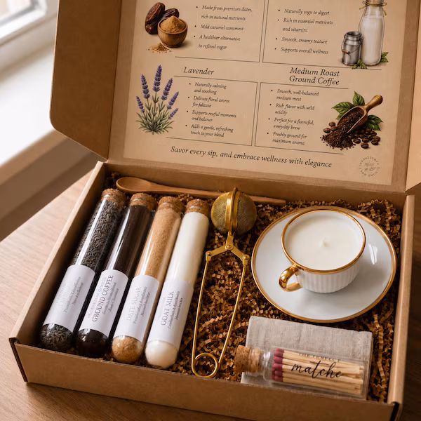 Lavender Coffee Gift Box | Coffee, Date Sugar, Goat Milk Powder & Lavender Latte Kit